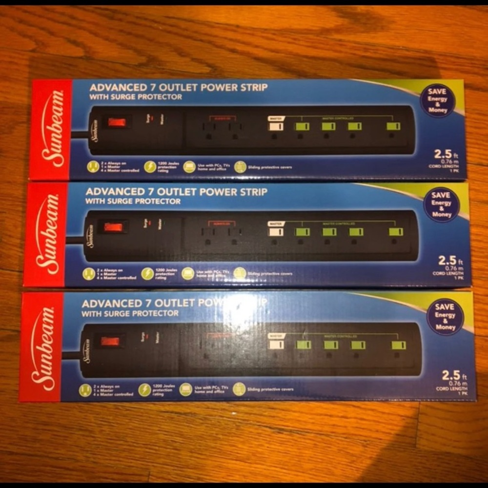 Sunbeam Advanced 7 Outlet Power Strip Lot